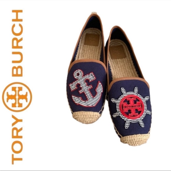 Tory Burch MARITIME Espadrille Flat 
Size: 5 US / 35 EU Navy Multi - Picture 4 of 7